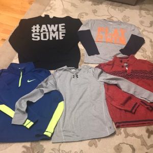 Lot of five boys shirts and sweaters bundle